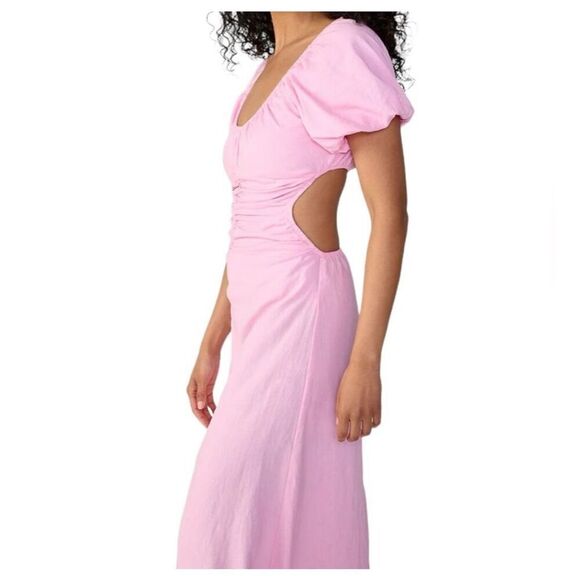 NWT SANCTUARY Maxi Dress Medium Pink Linen Open Back Scoop Neck Lined $129 MSRP - Picture 5 of 14